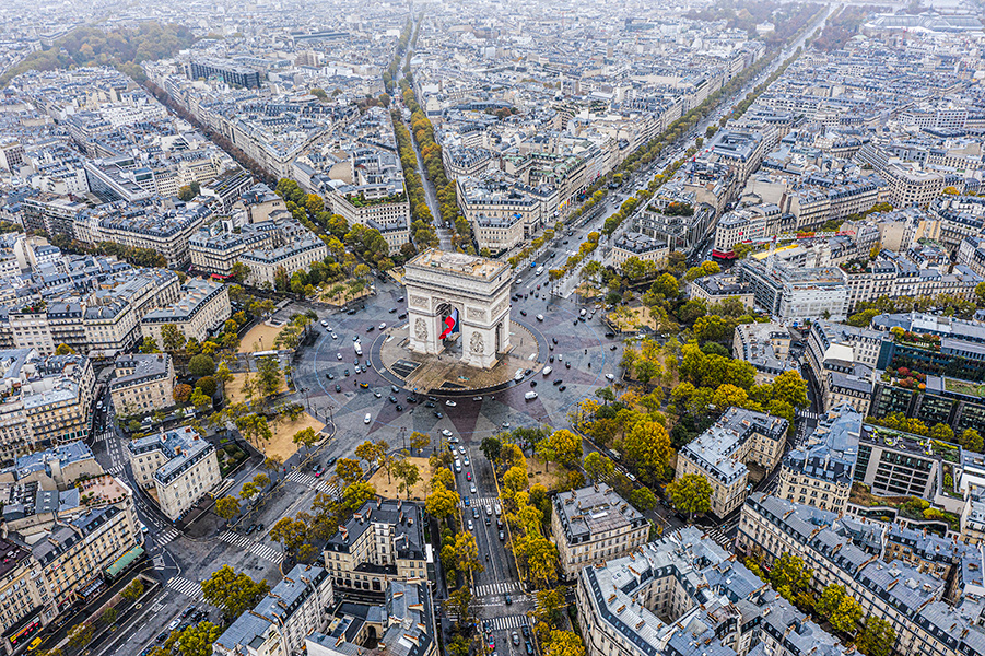 Vue aérienne de l'Arc de Triomphe
